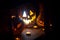 Halloween october holiday orange pumpkin and candles with
