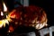 Halloween october holiday orange pumpkin and candles with