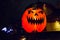 Halloween orange inflated illuminated pumpkin outdoor