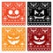 Halloween Papel Picado design with pumpkin scary faces, Mexican paper cut out pattern collection - Dia de Los Muertos, Day of the