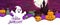 Halloween paper cut banner cartoon eerie ghost