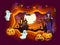 Halloween paper cut cartoon witch, pumpkin, ghosts