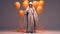 Halloween party background  - a person wearing a mask and standing with balloons