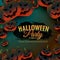 Halloween party background with scary pumpkins border