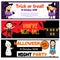 Halloween party banners. Invitations, advertisements with happy children having fun