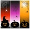 Halloween party banners pumpkin ghost holiday collection vector illustration.