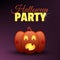 Halloween party card. Happy halloween banner. Holidays vector design elements. Scared screaming festive pumpkin Jack