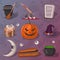 Halloween party cartoon icons set