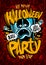Halloween party design with screaming ghost and speech bubbles