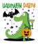 Halloween Party - happy bat , spider and cute alligator with pumpkin and elixir.