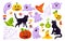 Halloween party horror cartoon set magic vector