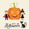 Halloween party invitation cards background with hand letterin