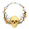 Halloween Party Invitation, Gothic floral wreath with skull.