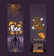 Halloween party invitation, vertical banners, vector illustration. Symbols of halloween celebration, haunted old castle