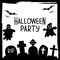 Halloween party invitations or greeting cards banner with traditional Halloween symbols. Flyer with place for text
