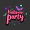 Halloween Party pink message with colorful bat on black background