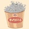 Halloween party popcorn with skulls illustration