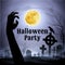 Halloween Party on a spooky graveyard under full Moon