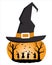 Halloween party template. Witches dance with brooms. Halloween coven