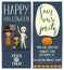 Halloween party vertical flyers set with kids