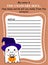 Halloween party word game in English activity page vector illustration