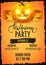 Halloween patry poster design advertisement, realistic pumpkin