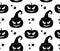 Halloween pattern. Black and white witch pumpkin background