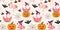 Halloween pattern with flamingo, spider, pumpkin and bat. Vector seamless texture.