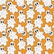 Halloween pattern with funny ghosts pattern. Seamless spooky background in cartoon style. Wrapping or textile design. Ornage