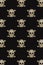 Halloween pattern. Golden skull with rhinestones on black background. Happy hallowen holiday concept