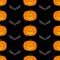 Halloween pattern with pumpkin and bat