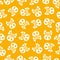 Halloween pattern skull white color on yellow background for decoration holiday party