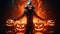 Halloween photo background  - a person in a garment with pumpkins