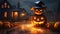 Halloween photo zone  - a pumpkins with a hat on