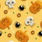 Halloween pizza seamless pattern