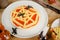 Halloween pizza with spiders