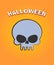 Halloween pop art. Skull on an orange background of points. Vect