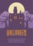 Halloween poster with abandoned gothic mansion. Haunted house
