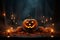 Halloween poster Pumpkins, bats, and a dark, haunting background