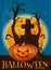 Halloween poster with traditional pumpkin lantern