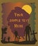 Halloween poster with zombie silhouettes. Halloween background. Vector