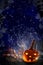 Halloween project pumpkins night starry sky