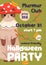Halloween promotion card, poster design with cute funny cat. Inviting flyer template for pet-friendly party. Vertical
