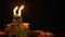 Halloween prop skul and candle on black background animation