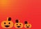 Halloween pumkin and the ghost spirit on the orange background