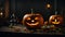 Halloween pumpkin background. Minimal abstract holiday, season and horror concept.