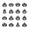 Halloween Pumpkin black silhouette icon set