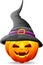 Halloween pumpkin with black witches hat