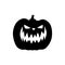 Halloween pumpkin carved smile black vector icon.