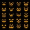 Halloween pumpkin color silhouette face icon set